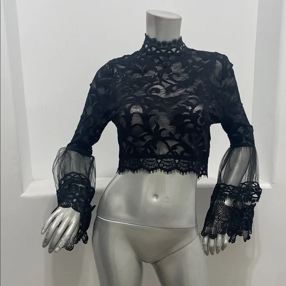 Monaco Black Lace Blouse - Picture 3 of 10